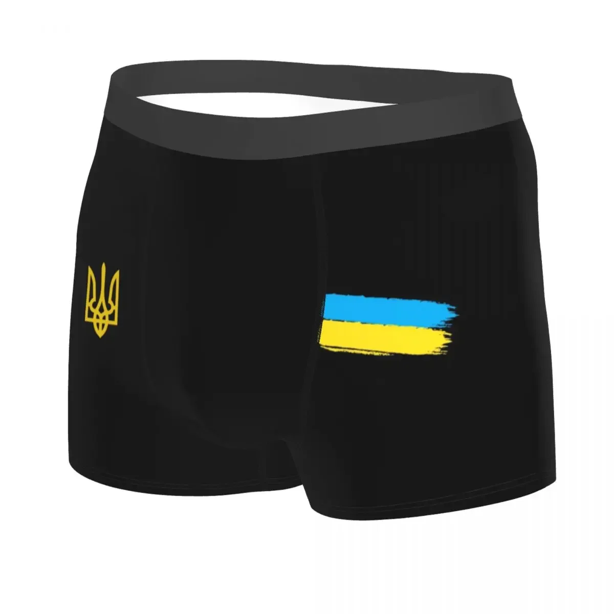 Ukrainian Flag Stripe Underwear Men Stretch Coat Of Arms Of Tryzub Boxer Briefs Shorts Panties Soft Underpants For Homme