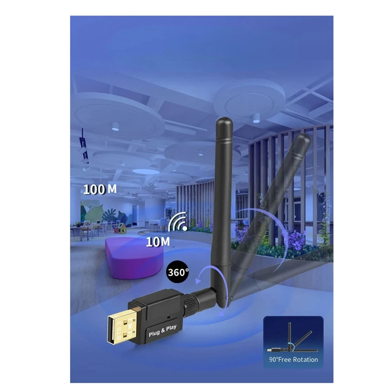 1 PCS Bluetooth 5.3 Adapter  Free Driver For Long-Distance Transmission Of 100 Meters