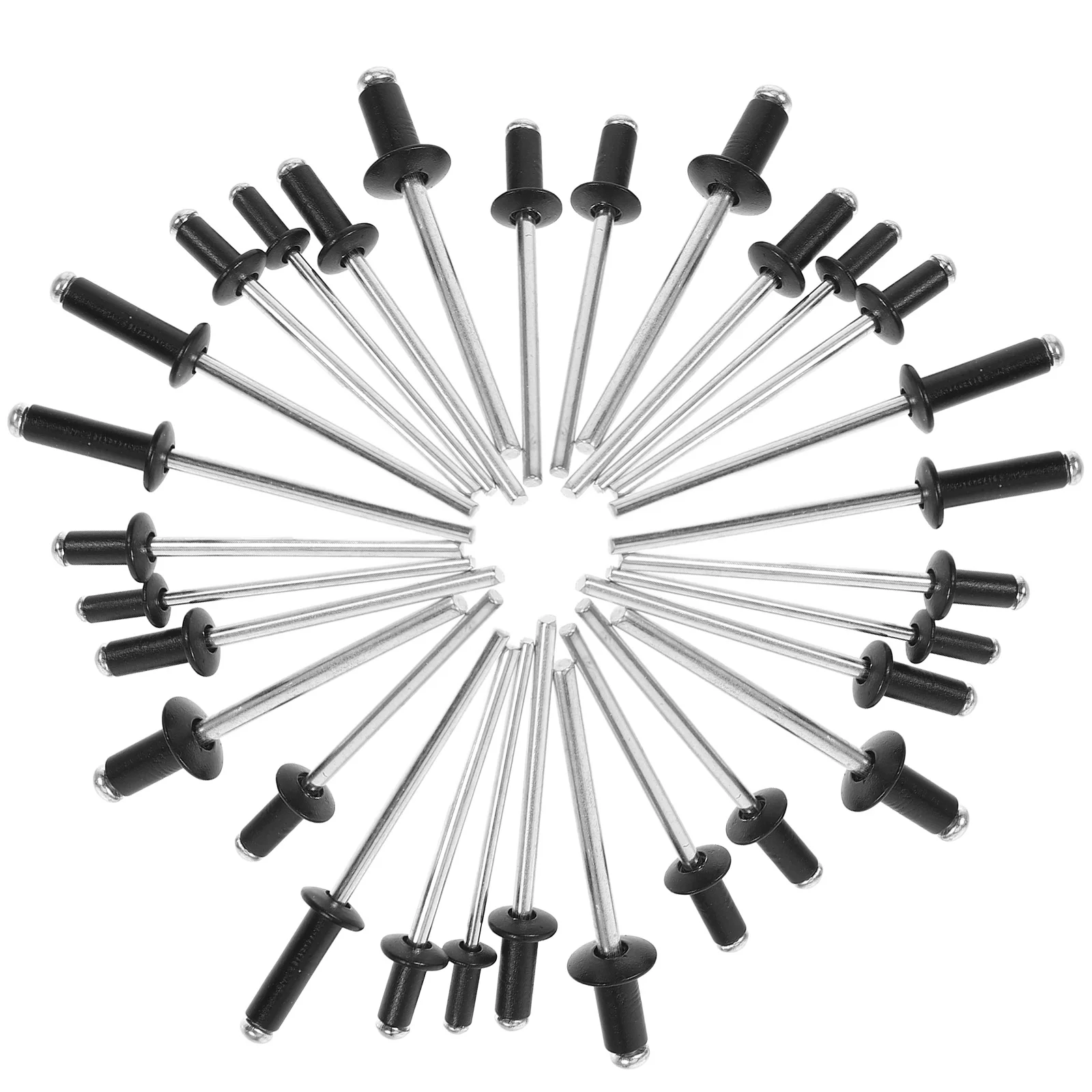 180個入り ブラックアルミニウムポップリベット 金属製 安定した迅速な取り付け 多目的ブラインドリベット詰め合わせ ポップリベット
