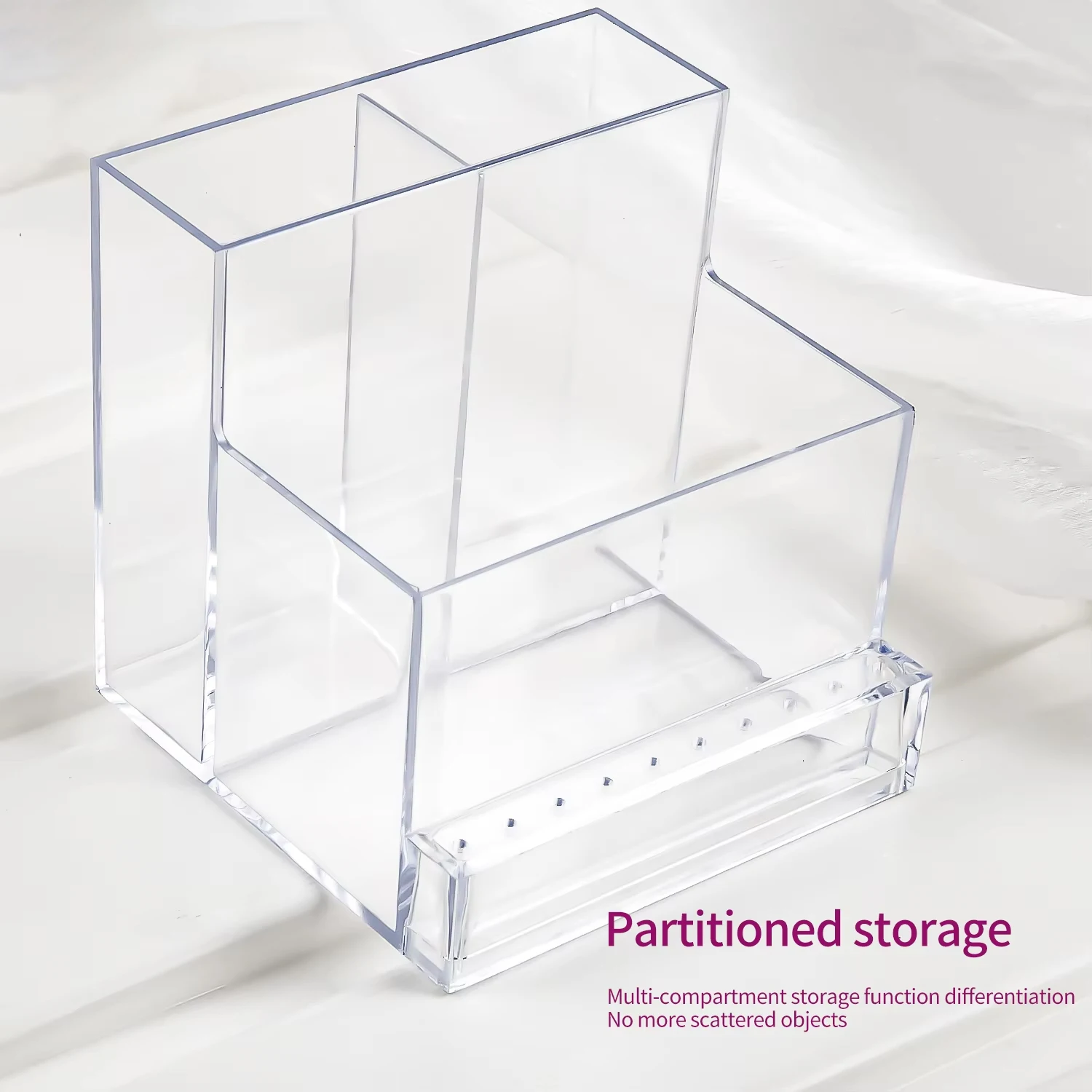 Boîtes de rangement transparentes en acrylique ABS pour outils d'ongles, boîte de rangement pour perceuse à ongles, tête de polissage, vitrine, fournitures pour ongles