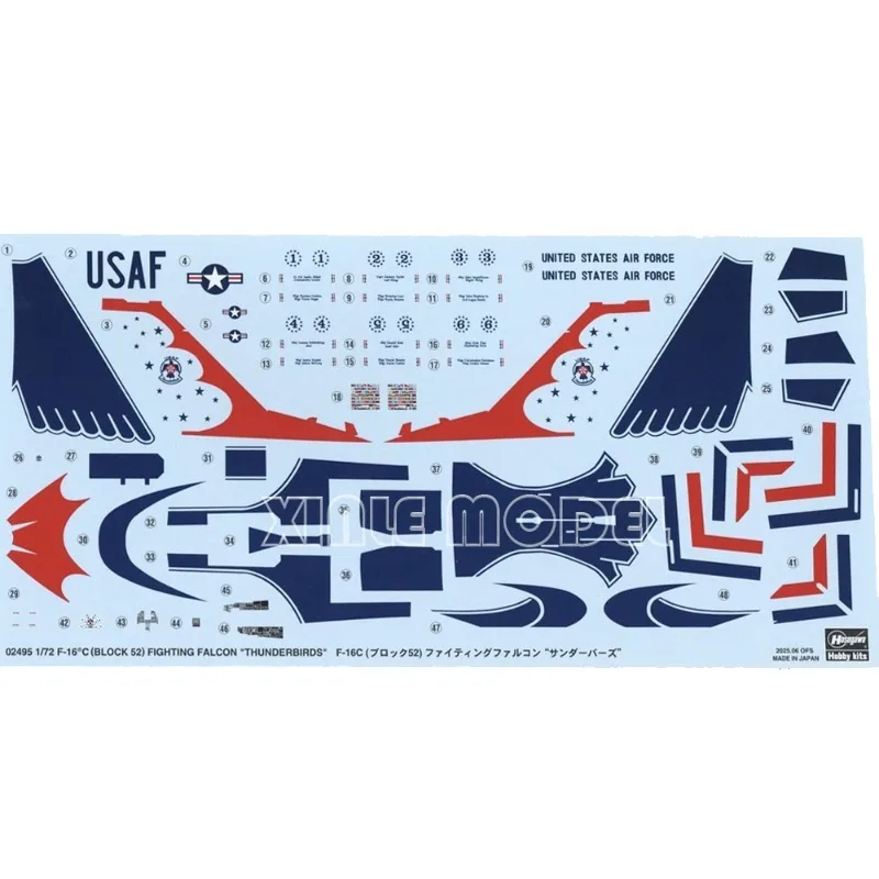 Hasegawa Plastic Assembled Aircraft Model Kit 02495 F-16C (Block 52) Fighting Falcon'Thunderbirds' with patch 1/72