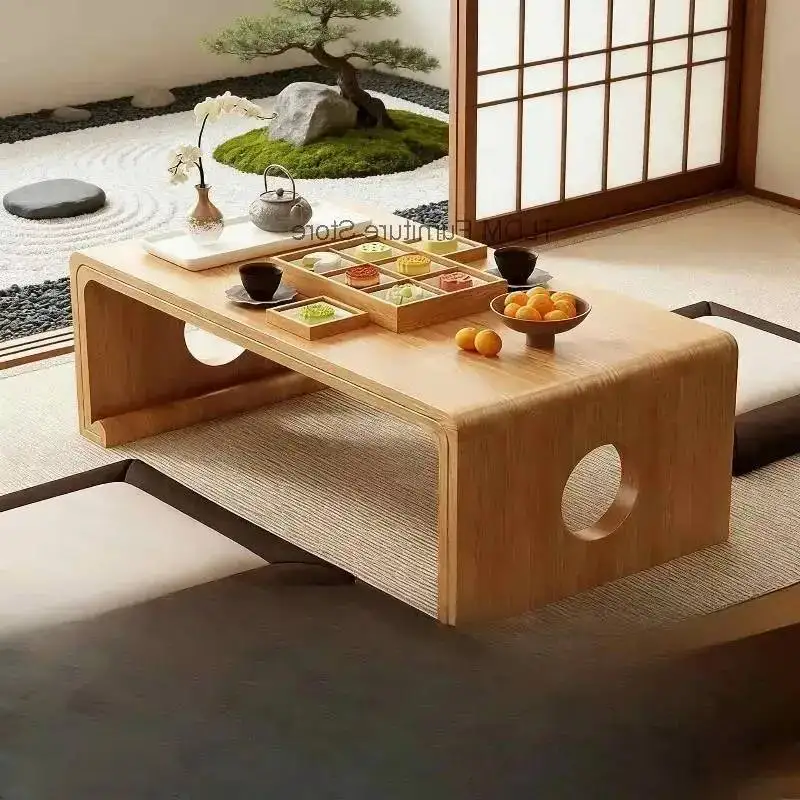 Cutout for Japanese Low Wabi-Sabi with Style Design Wood Center Table Coffee Table Tatami Living Room Tea Room Home Furniture