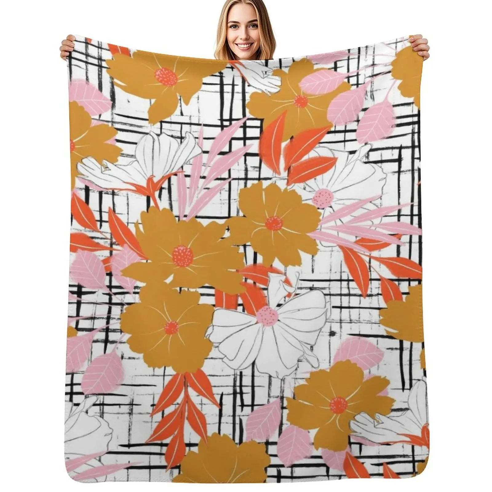 Floral Gingham Throw Blanket decorative Sofas Plaid Decorative Throw Plaid on the sofa cosplay anime Blankets