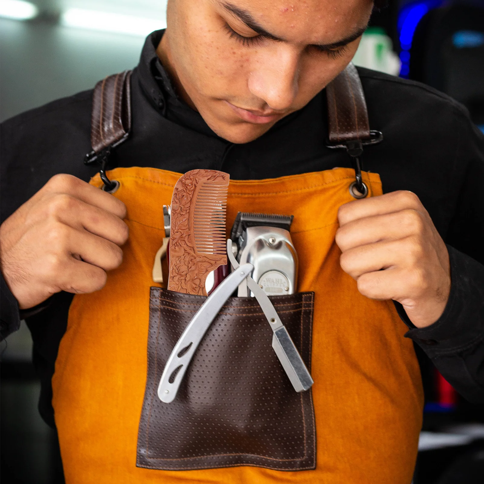 

Антистатическая деревянная расческа из натурального персикового дерева, гладкая закрывающая зубы, массаж волос, кожи головы, расческа для ухода за здоровьем, для путешествий, ежедневного использования