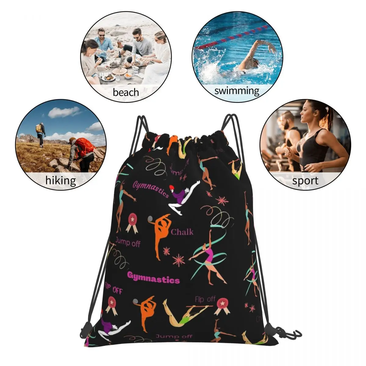 Mochilas estampadas para amantes de la gimnasia, bolsas portátiles con cordón, paquete de cordón, bolsa de almacenamiento de bolsillo, bolsas de libros para la escuela de viaje