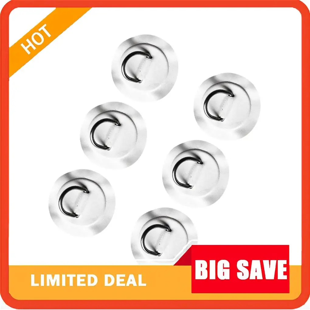 6Pieces 316 Stainless Steel D-ring Pad/Patch for PVC Inflatable Boat Kayak