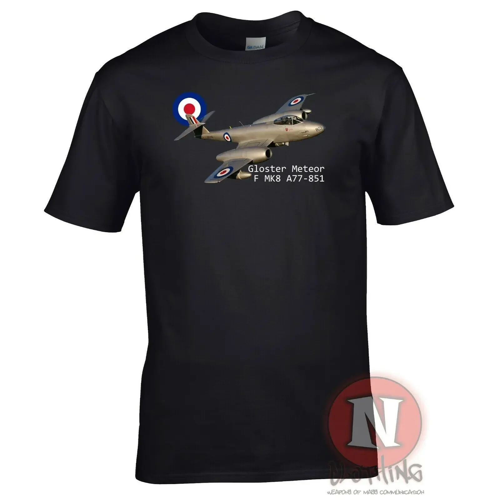 British RAF Gloster Meteor Jet Fighter Aircraft T Shirt. New 100% Cotton Short Sleeve O-Neck T-shirt Casual Mens Top