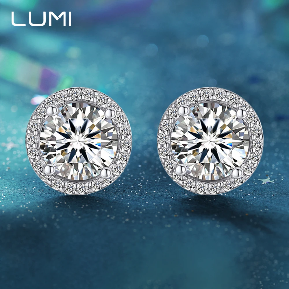 

Роскошные круглые серьги-гвоздики с муассанитом цвета D для женщин, классические ювелирные изделия для пар, серьги из настоящего стерлингового серебра 925, лабораторный бриллиант