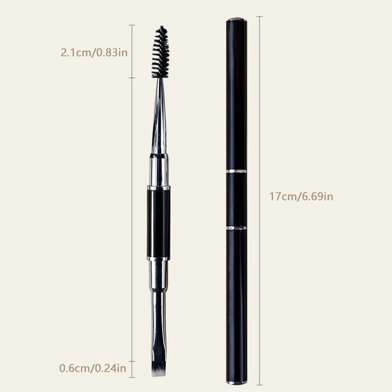 Zweiköpfiger Augenbrauenpinsel, Spirale, schräge Ecke, Make-up-Pinsel mit Deckel, leicht zu tragen, schöne Make-up-Tools, Schönheitskosmetik