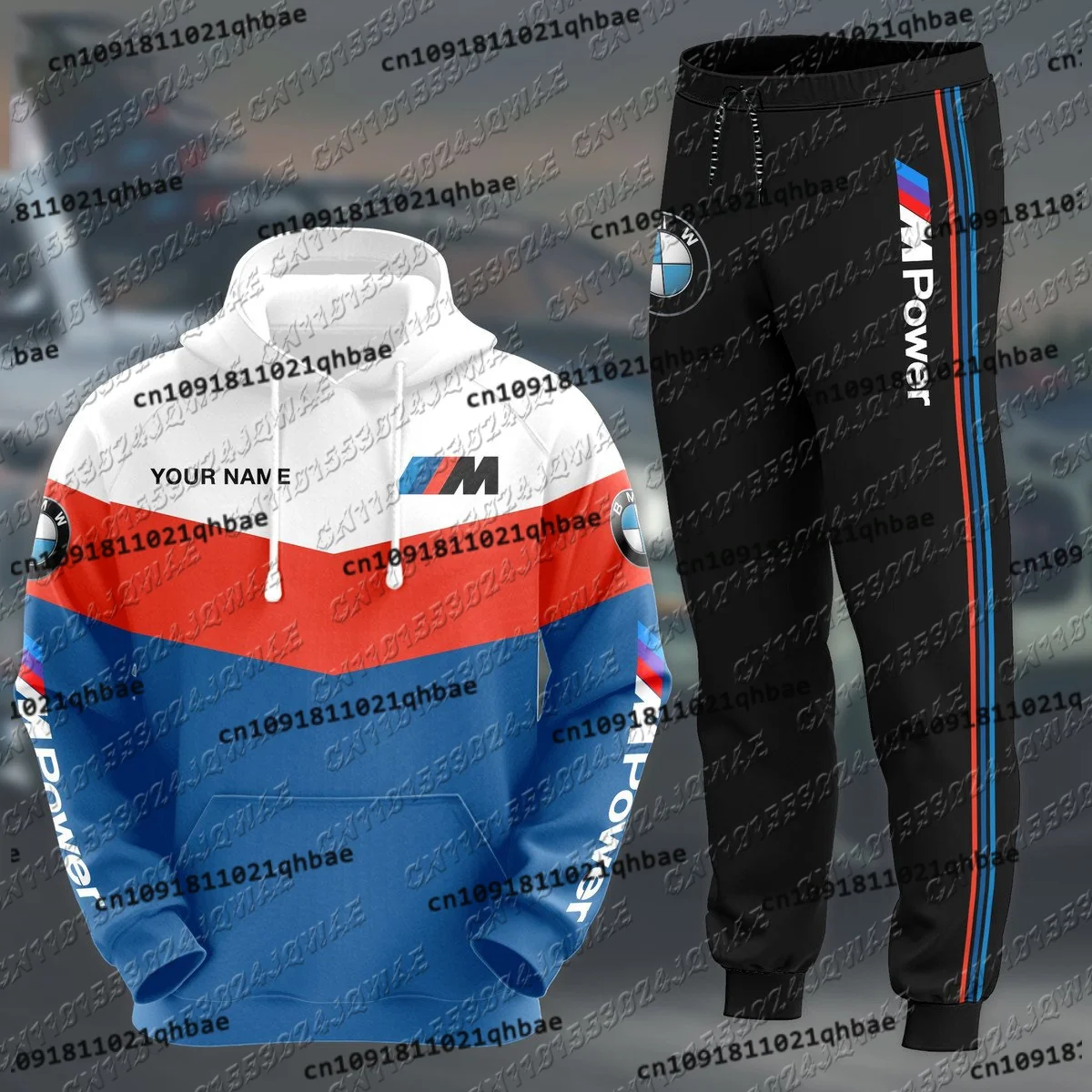 

BMW New Sports Suit Men's And Women's Outdoor Fashion Casual Running Hooded Long Pants Set Loose Breathable Comfortable Set