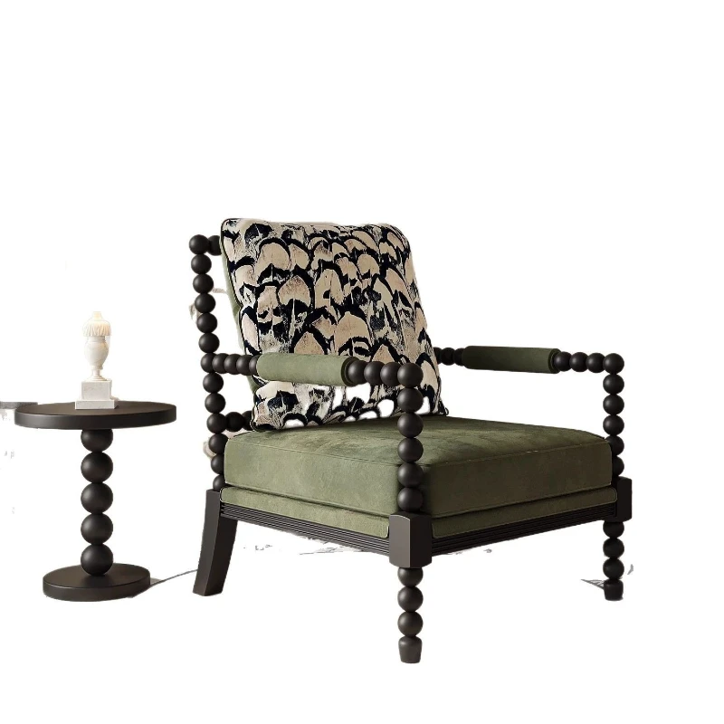 

Medieval style living room sofa chair French light luxury leisure chair