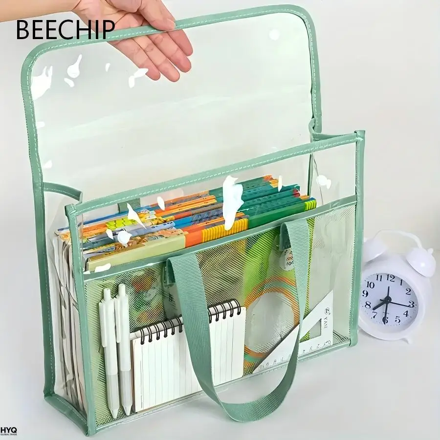 1 large capacity portable transparent waterproof handheld folder, expandable file storage bag, PVC self-adhesive file bag for of