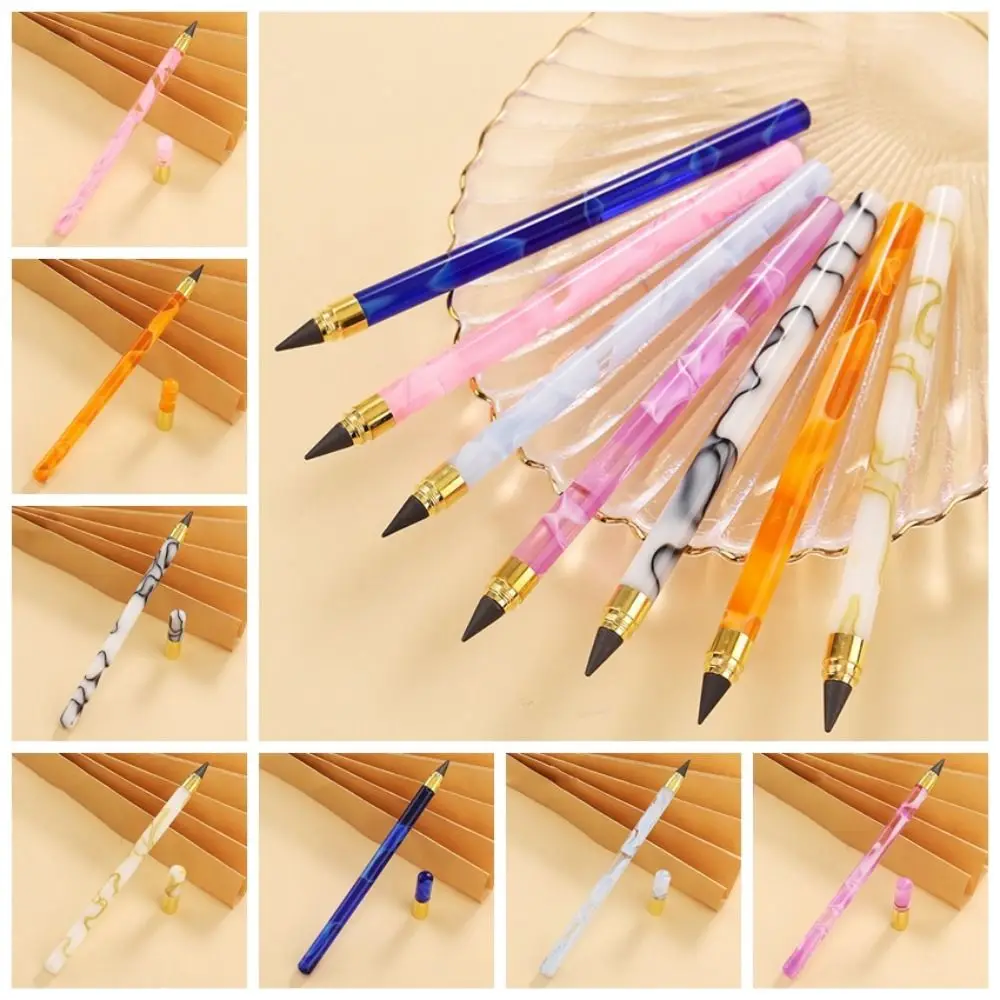 Replaceable Pen Durable Non Damaging No Ink Infinite Writing Sketching Stationery Acrylic Smoke Stick Pencil