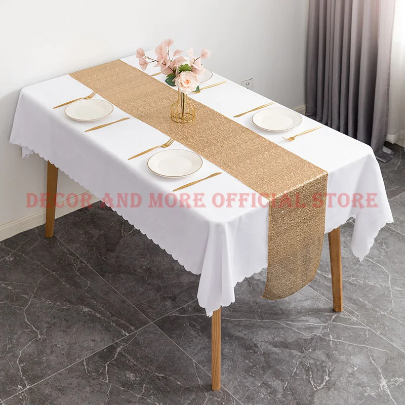 

10PCS/LOT Wholesale Sparkly Sequin Table Runners Wedding Party Hotel Event Decoration Gold Silver Red Black Tablecloths 30x275CM