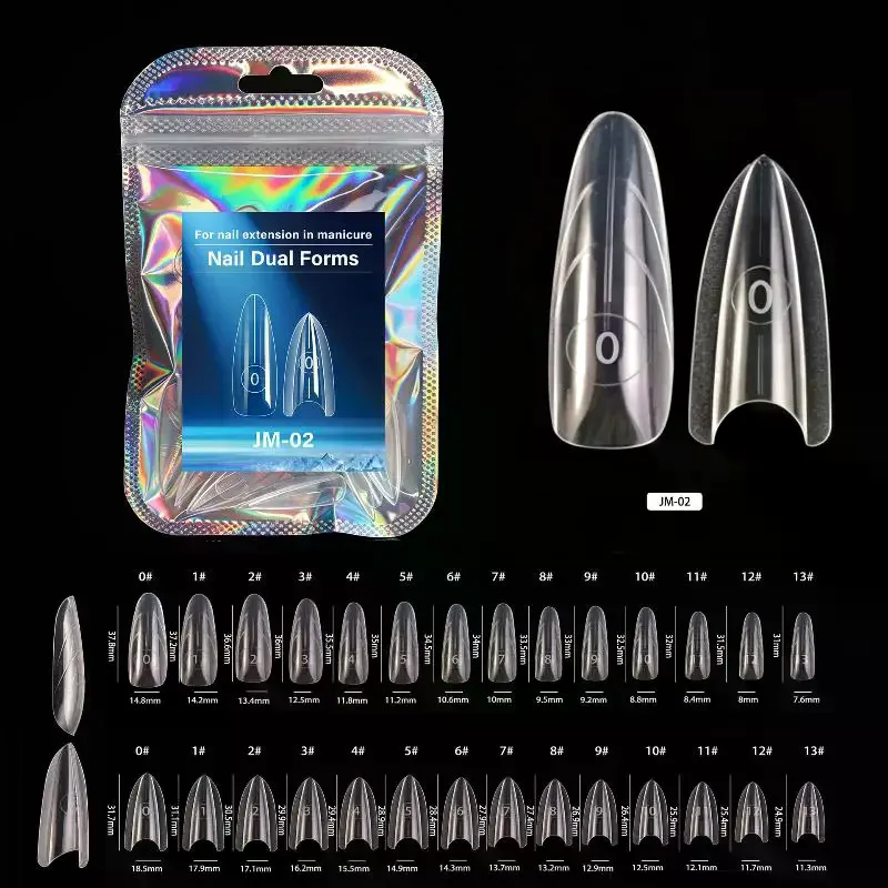 /Kuz/48/52/56/60Pcs Laser Bag Packaging Dual Forms With Inner Arc Line Shark Fin Nail Art Molds For Nail Extensions