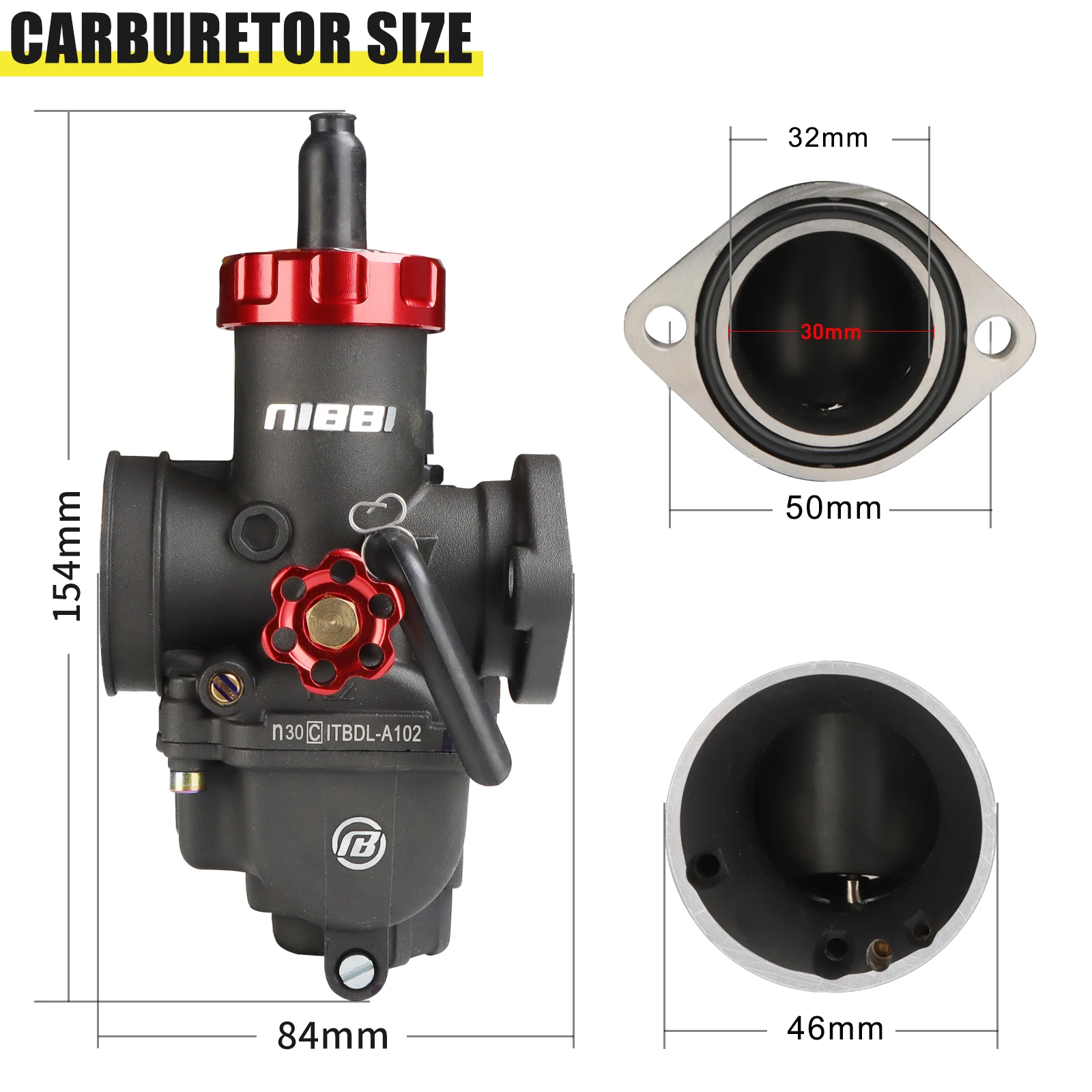 NIBBI Motorrad PEZ 30mm Flansch-Rennvergaser PE30 Power Jet Carb Passend für Yamaha Suzuki Honda 250cc-300cc Motocross Dirt Bike – Detail 3