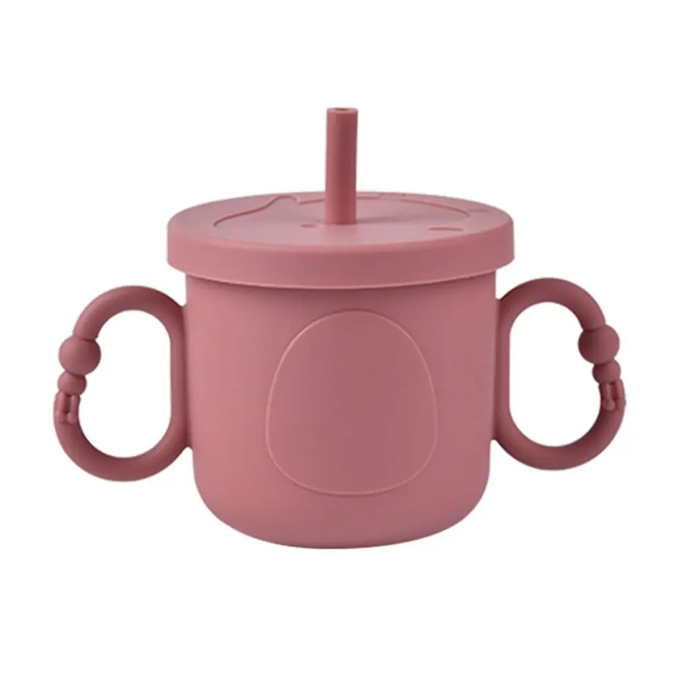 

Silicone Baby Training Cup Portable 200ml Toddler Sippy Cups Double Handle Penguin Print Toddlers Straw Water Bottle