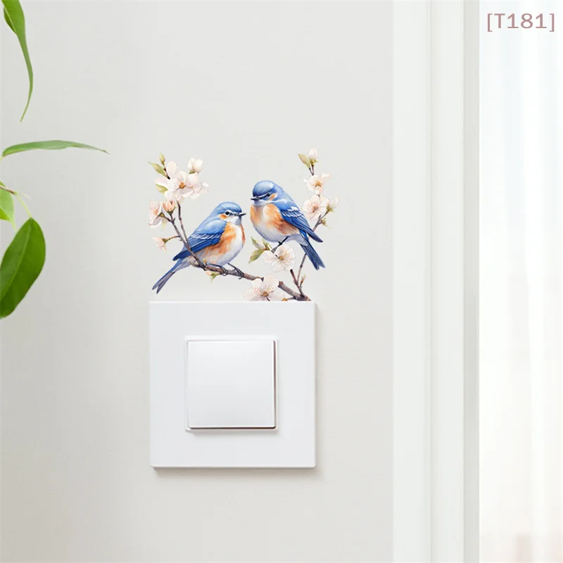 [E] Painted Branches Bird Bedroom Living Room Switch Paste Home Decoration Beautify Wall Stickers Self-Paste Decals
