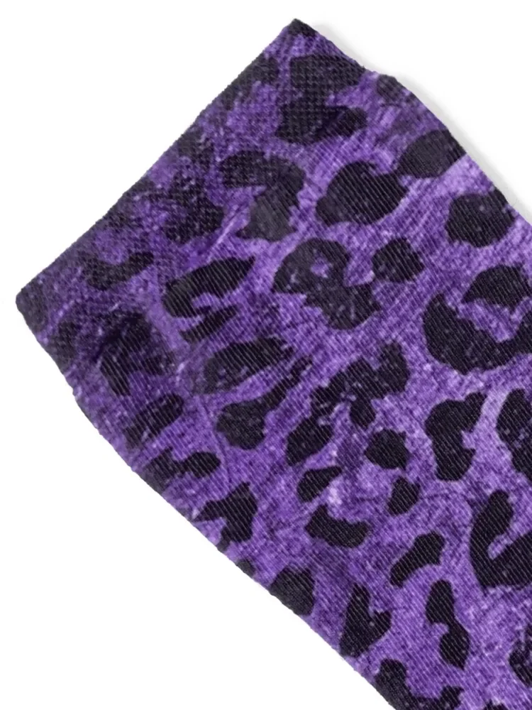 Distressed Purple Leopard Print Socks Stockings compression Toe sports bright garter Mens Socks Women's