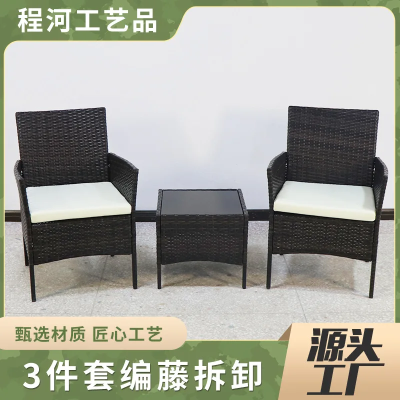 Outdoor-Rattan-Tische und Stühle, Gartenmöbel, Innenhof, Outdoor-Freizeitstuhl-Kombinationsset