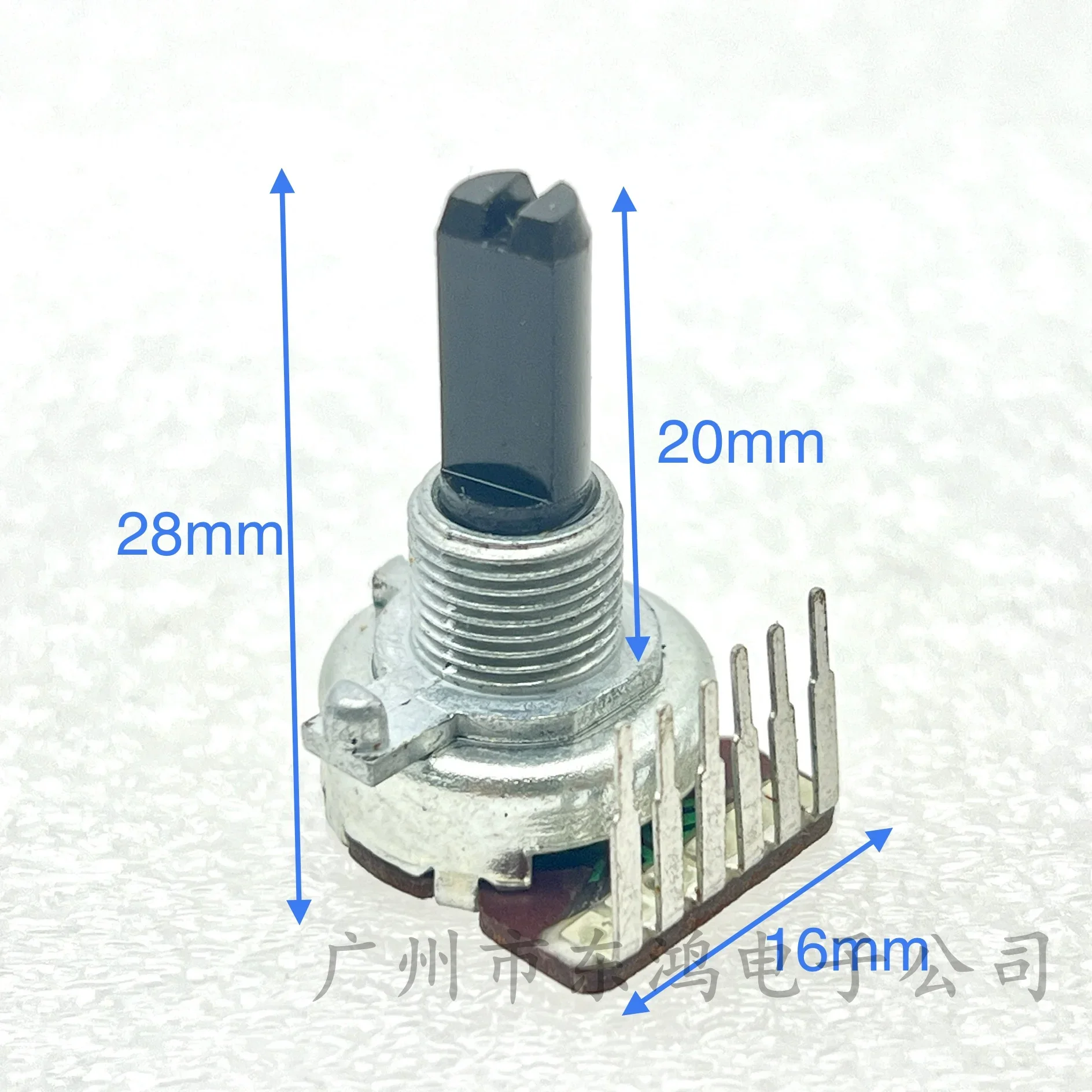 2 PCS high quality RK161 type dual potentiometer D50K axis length 20mm reverse internal bend 6 feet six-pin volume potentiometer