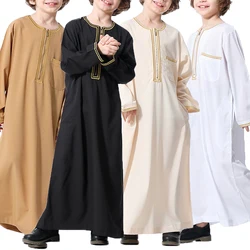 Veste de Kaftan de manga comprida infantil, Roupas Muçulmanas, Árabe Saudita, Islã Kaftan, Oração Ramadã, Jubba Thobe