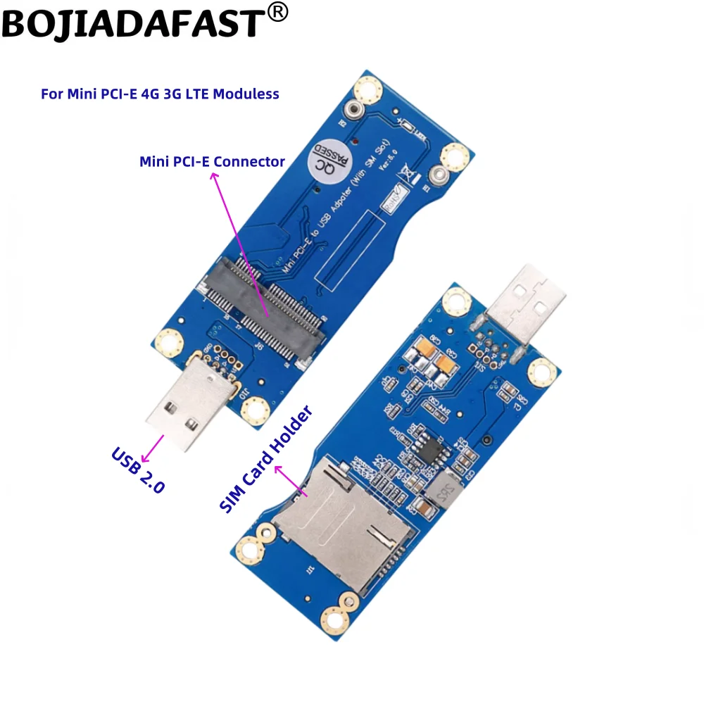 محول USB 2.0 إلى Mini PCI-E MPCIe مع حامل بطاقة SIM VER 5.0 لمودم وحدات 3G 4G LTE WWAN