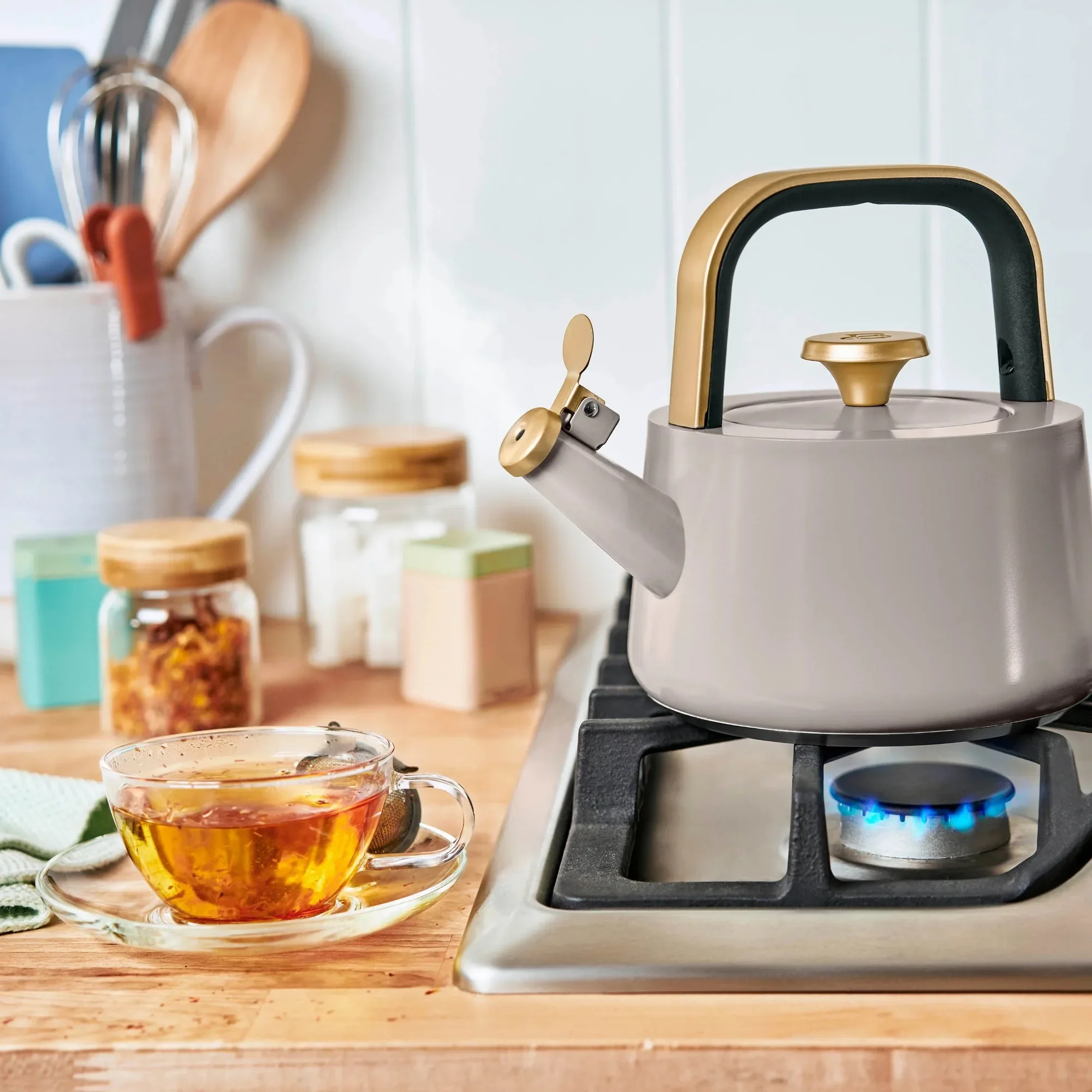 غلاية شاي سيراميك سعة 1.8 لتر، وعاء موقد غير لاصق مع صافرة، فوهة صب سهلة للمواقد الكهربائية والحثية #6