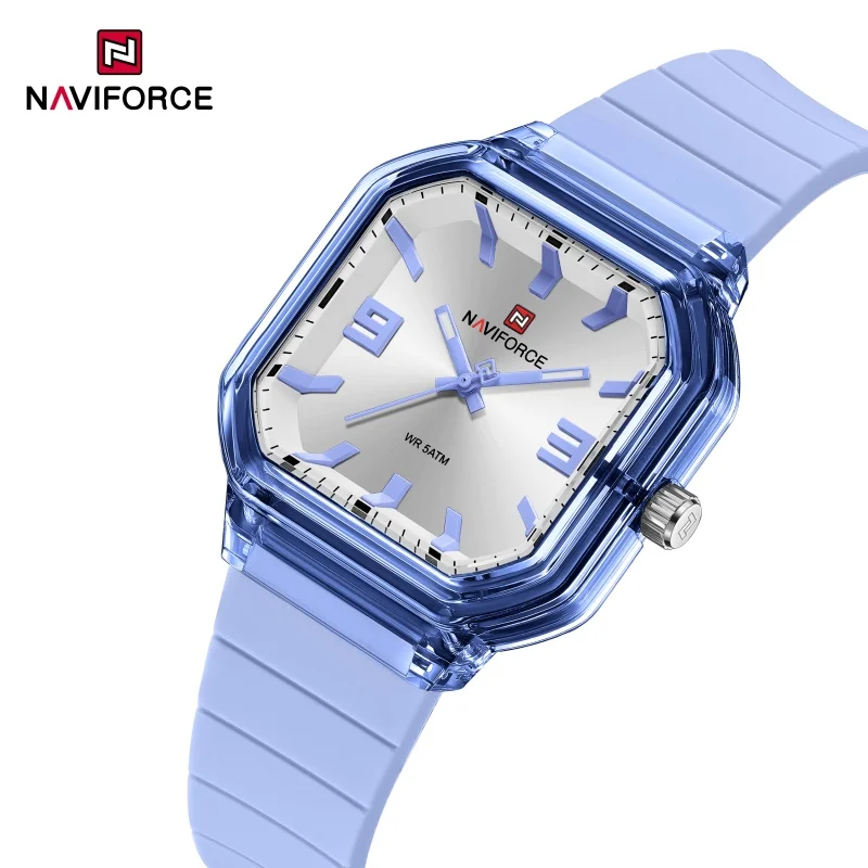 NAVIFORCE Elegant Fashion Women's Watches Luxury Brand Quartz Watch for Ladies 50M Waterproof Soft Silicone Band Luminous Colck