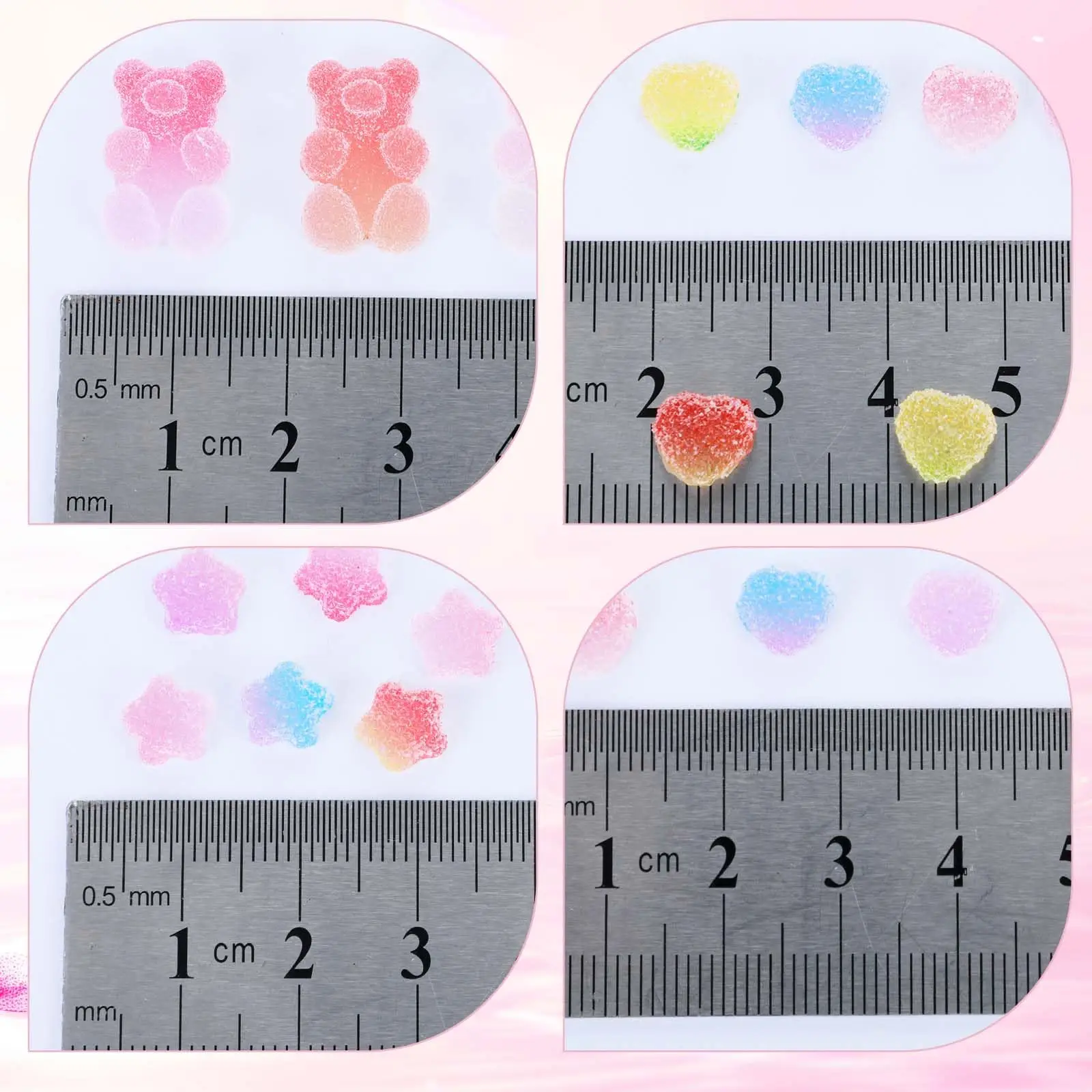 50pcs 3D Nail Art Charms - Kawaii Candy Bear Flatback Resin for Nail Art, Jewelry Making & DIY Scrapbook Supplies