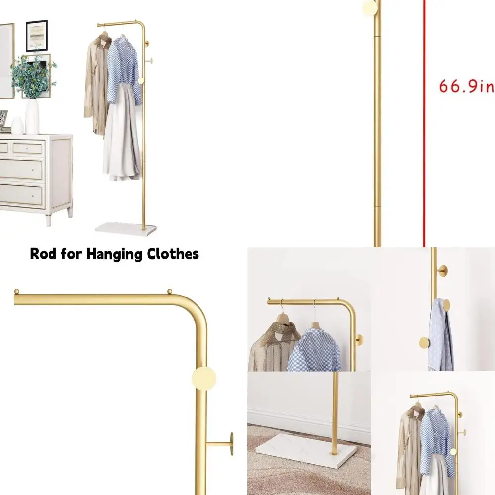 

Contemporary Standing Coat Rack, 67 Tall with Heavy Base, 3 Hooks for Hats & Bags