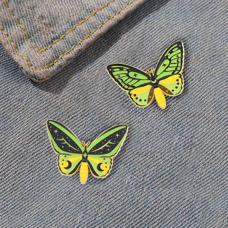 Luminous Butterfly Hard Enamel Pins Custom Insect Fluorescent Brooches Shirt Lapel Badges Jewelry Gift for Kids Friends