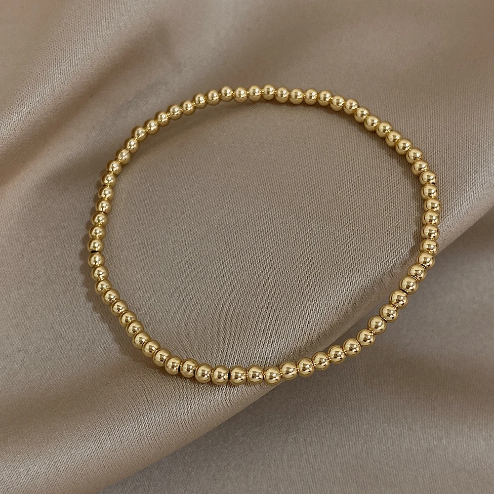 Greatera 3/4 mm elastische Armbänder aus Edelstahlperlen für Damen, vergoldetes dreifarbiges Perlenkettenarmband, wasserdichter Schmuck – Detail 10