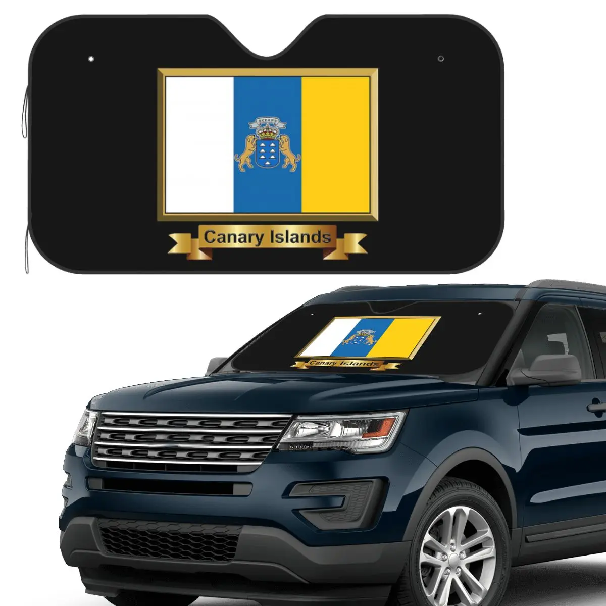 

Spain Flag Oceano Canary Islands Sunshade Windscreen Car Front Windshield Window Sun Visor Accessories Covers