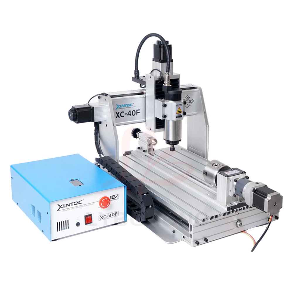 800W Spindle Motor 3/4-axis CNC Router XC-40F Engraving Drilling Milling Machine for PCB Wood Metal Aluminum Carving Mach3