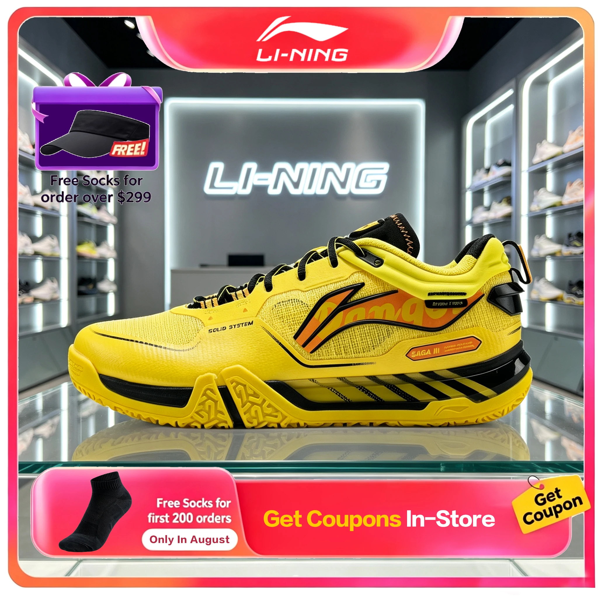 Li Ning Ground Flight 2 Pro 3 Pro Badminton Shoes Men Women Shock Absorb Breathable Sports Sneakers