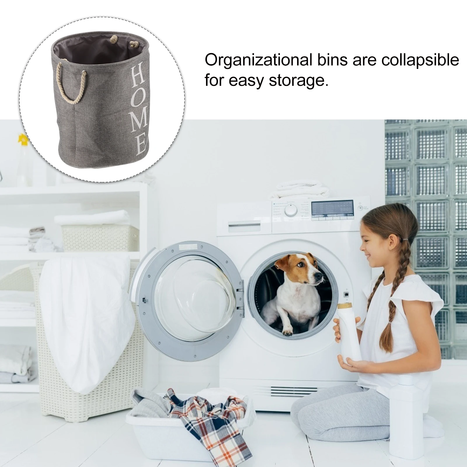 

1pc Folding Multifunctional Clothes Storage Basket Large Capacity Laundry Hamper Long Handles Space Saving Foldable Sundries