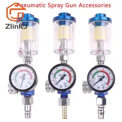 Blue & Clear Spray Gun Air Regulator Gauge In-line Oil Water Trap Filter Separator JP/EU/US Adapter Pneumatic Tools For Airbrush