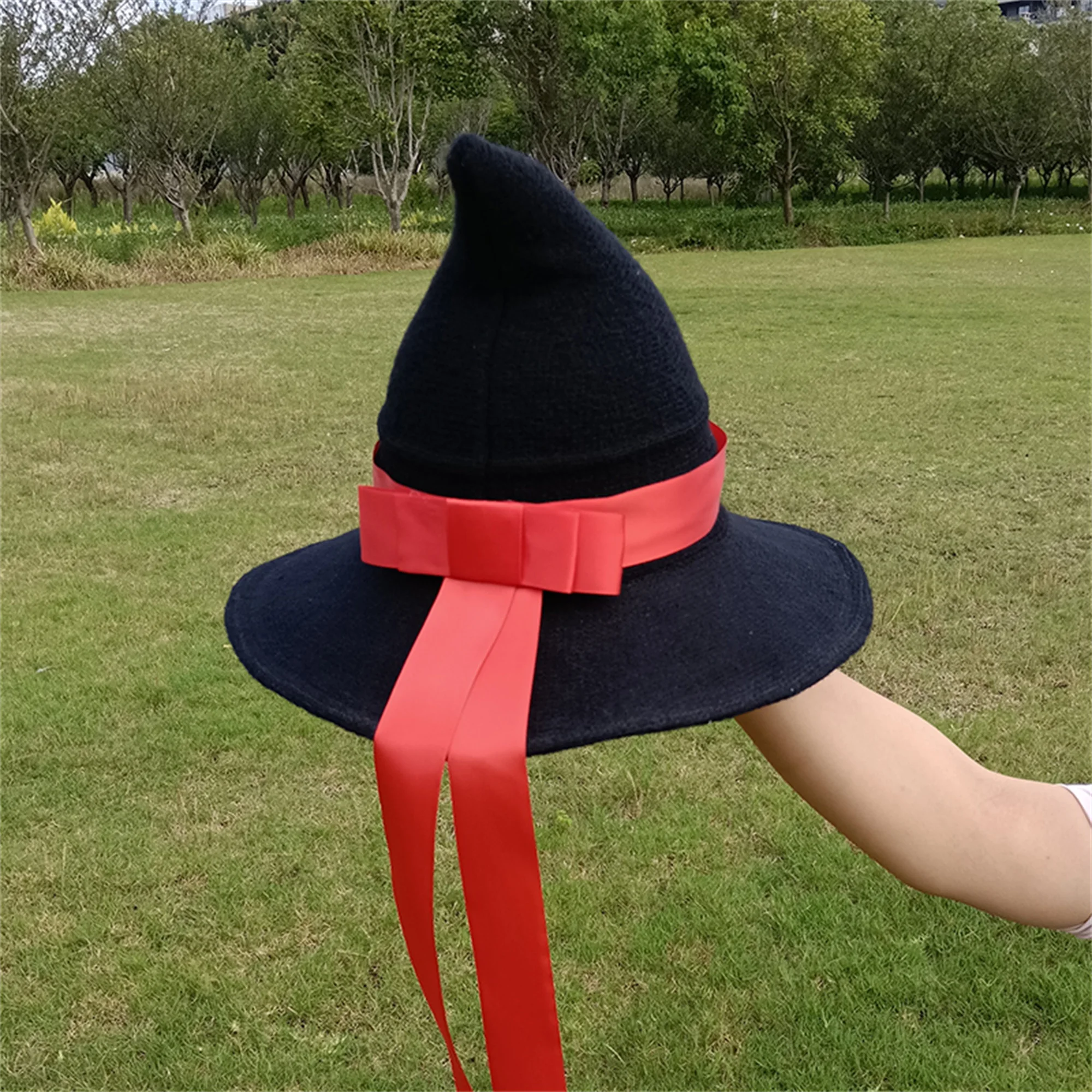 หมวกแม่มดสีดําและสีม่วงพร้อมริบบิ้นประกายสําหรับผู้หญิงฮาโลวีนเครื่องแต่งกาย Party Dress Up อุปกรณ์เสริมและคอสเพลย์