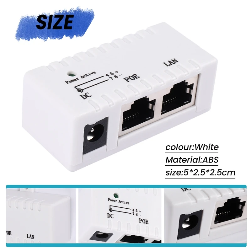 Poe Splitter Poe Injector Rj45 Dc 5.5Mm X 2.1Mm Input Passive Poe Injector Splitter Adapter Connector For Ip Network Camera