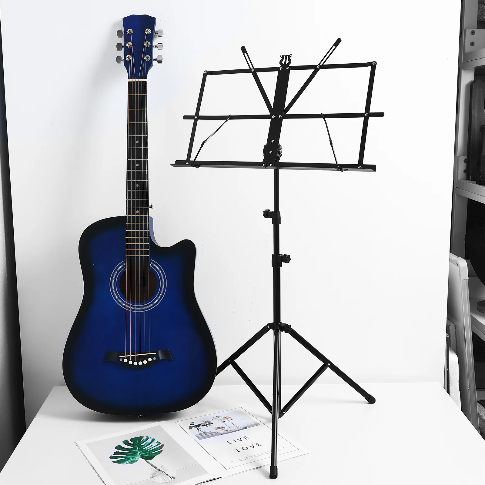 

Portable Music Foldable Foldable Music Stand Sturdy Adjustable Height Traveling Sheet Holder For Practice Performance