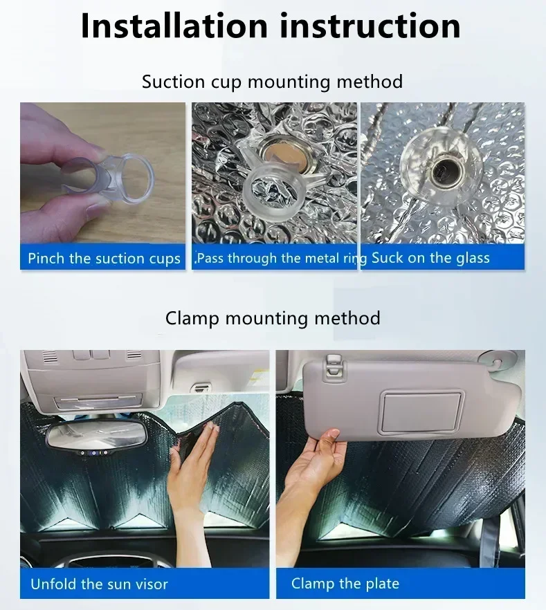 140cm Car Windshield Foldable Sun Shade Visor Cover Block Reflector Portable Breathable Anti UV Protector Screen Free - view 5