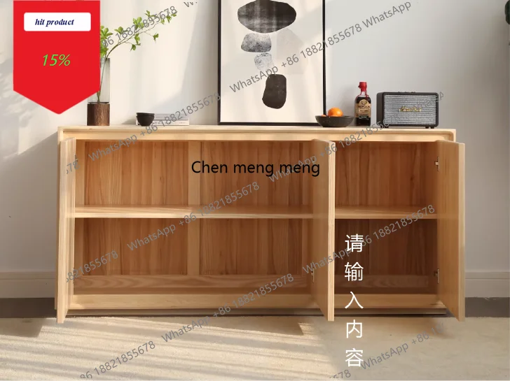M02 restaurant storage locker Modern Nordic living room dining side cabinet Japanese-style log simple custom gate solid wood cab