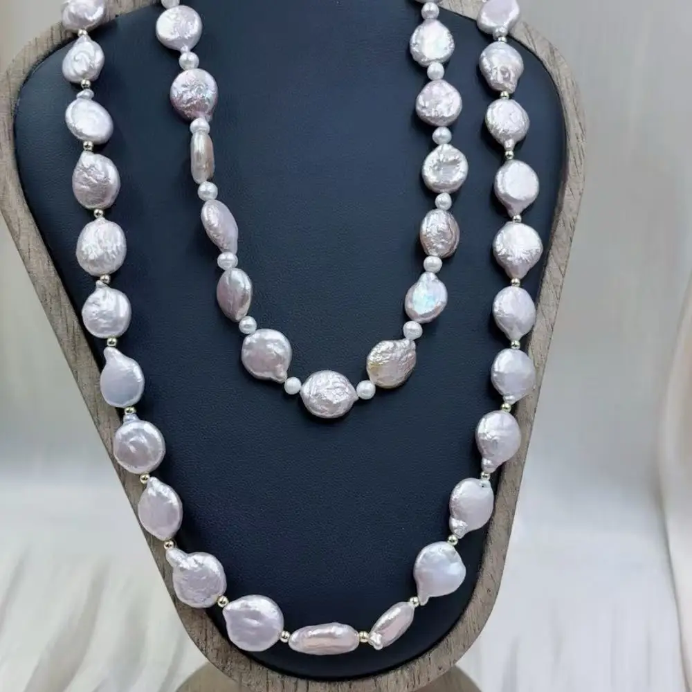 Free Shipping 11-12mm 2 Styles Women Elegant Jewelry Coin Natural Freshwater Pearl  Chokers Necklace 17-20inch