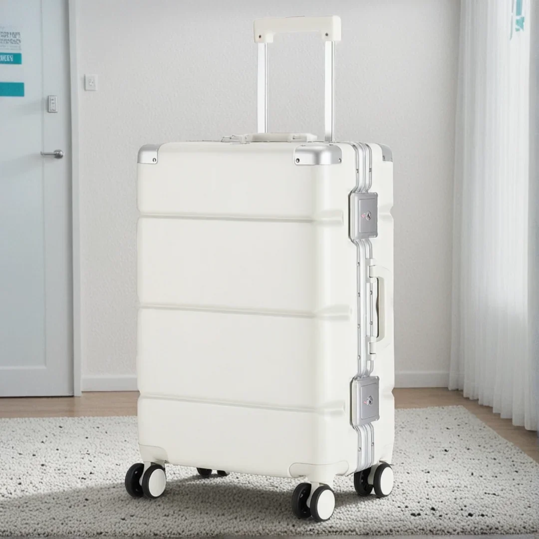 Valigie da viaggio di grandi dimensioni con ruote con telaio in alluminio Trolley da viaggio impermeabile anti-collisione per uomo