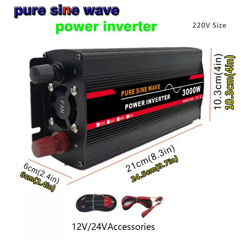 Pure Sine Wave Inverter 12000W Car Solar Inverter DC12V 24V 48V 60V To 220V Socket Transformer Power Converter Power Inverter