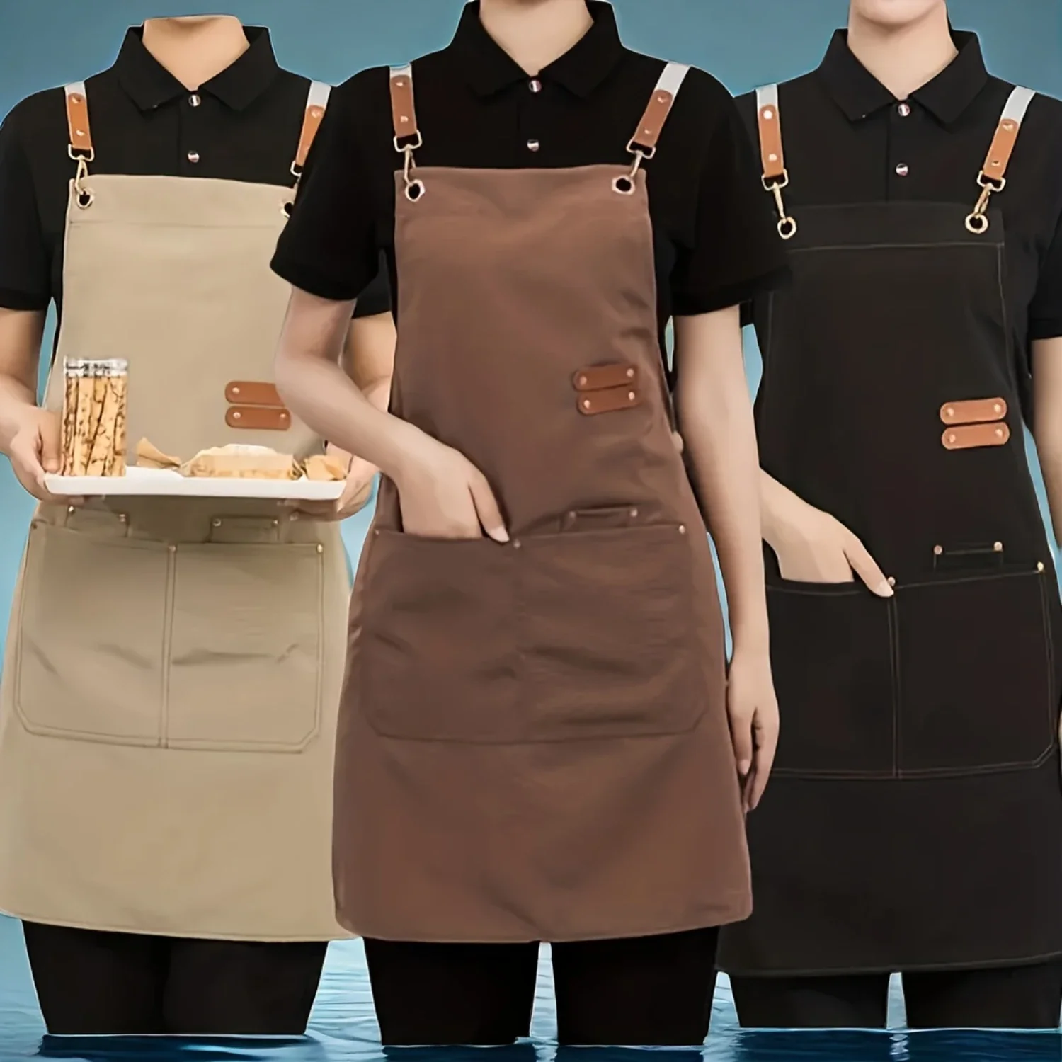 Waterproof Canvas Denim Apron - Unisex for  & Catering - Ideal for Waiters in Restaurants, Kitchens, Bakeries & More!