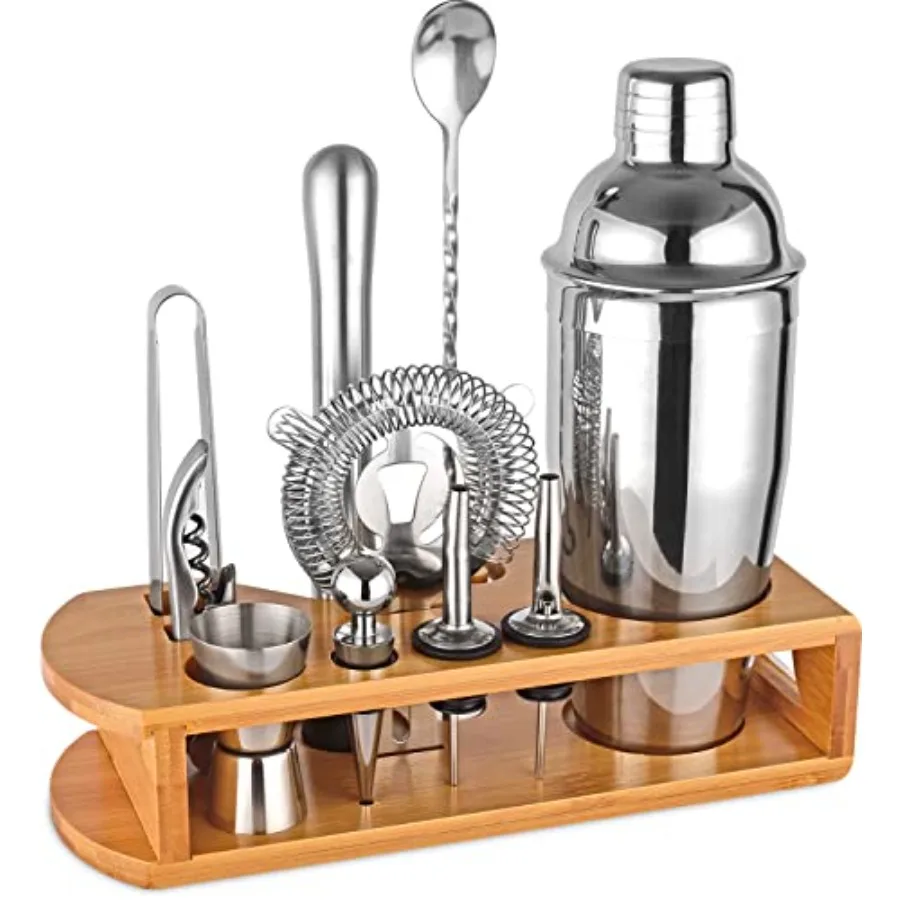 

Cocktail Shaker Set Bartender Kit:12-Piece Bar Tool Set with Bamboo Stand Bars Set with All Practical Bar Accories, for Drink M