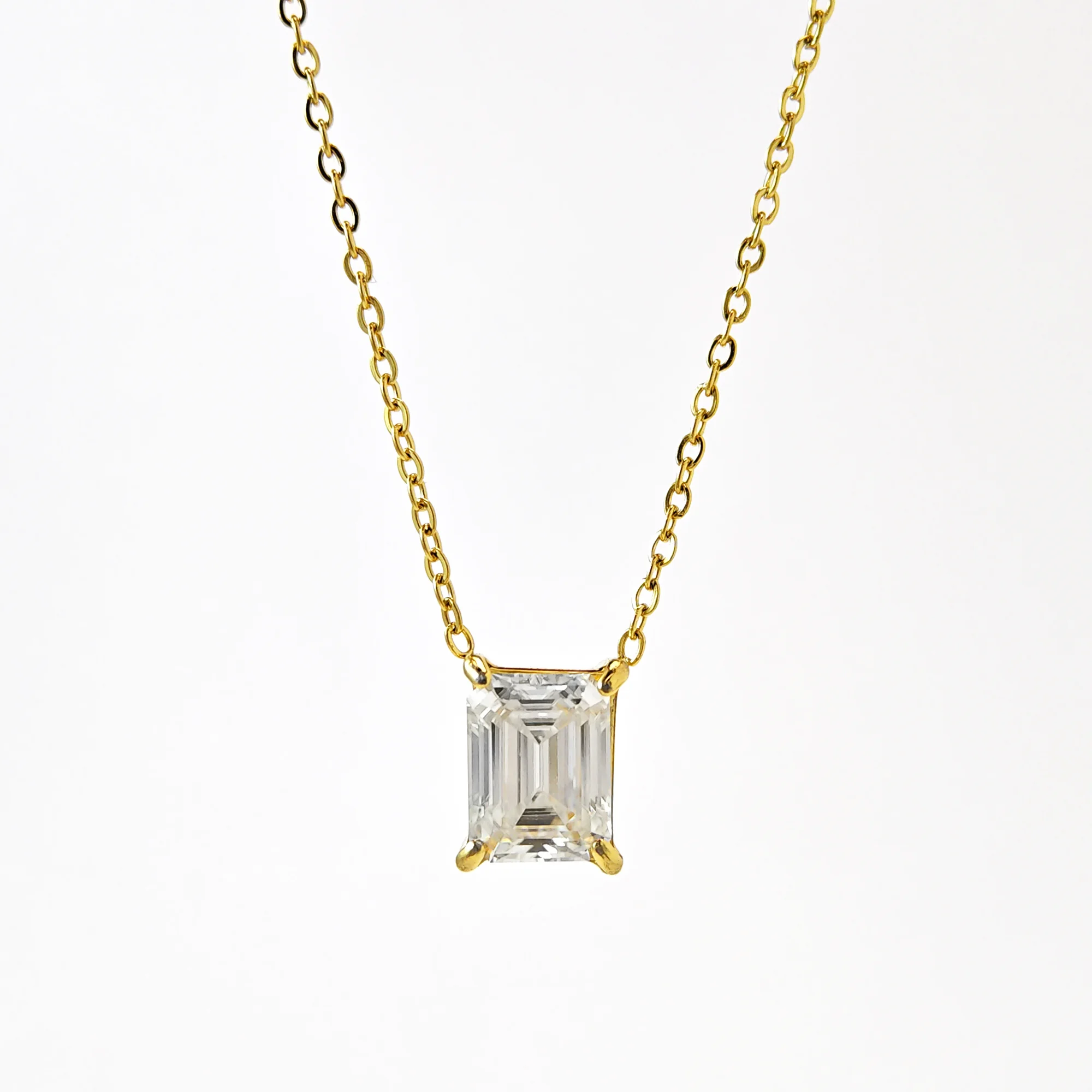 

Ожерелье из нержавеющей стали с синтетическим муассанитом 2,0 карата, 1 шт., ослепительное и модное, идеальный выбор для повседневного ношения в качестве украшения.