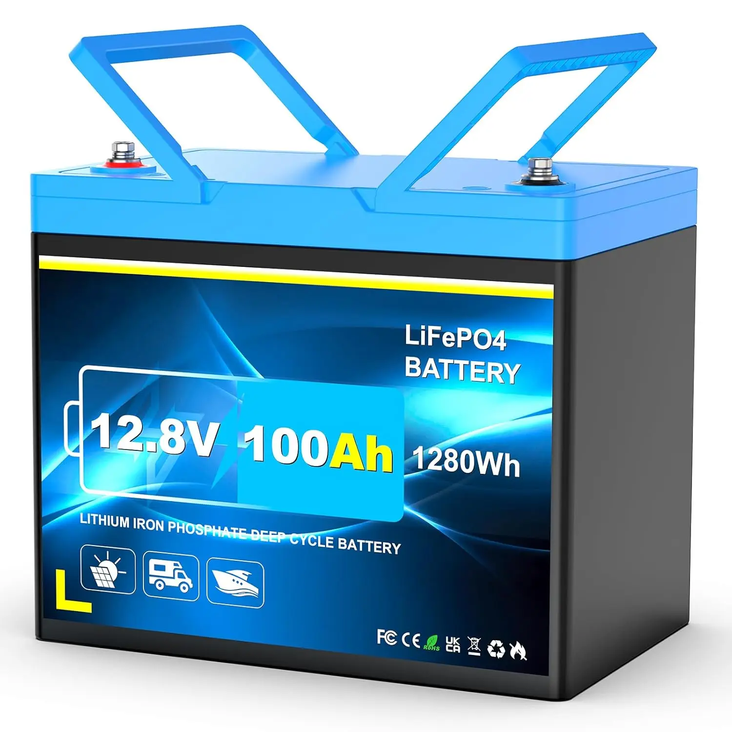 

Литиевая батарея LiFePO4 12В 100Ач, портативная мини-батарея 12.8В 100Ач со встроенной интеллектуальной BMS 100А, до 15000 циклов, на заказ